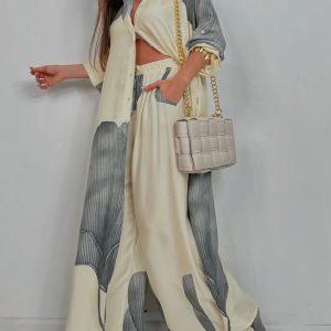 Women's pants suit-2025 spring new fashion casual color collision loose shirt top pants two-piece set
